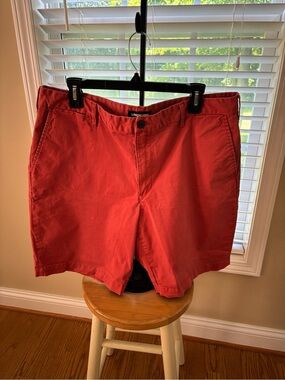 Lands' End Men’s Coral-Red Flat Front Casual Shorts
